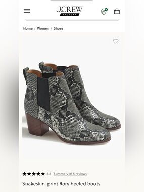 J. Crew Factory Snakeskin-Print Chelsea Ankle Boots in Gray